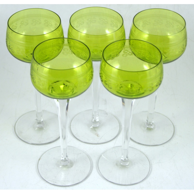 French Cut Crystal Set of Five Goblets