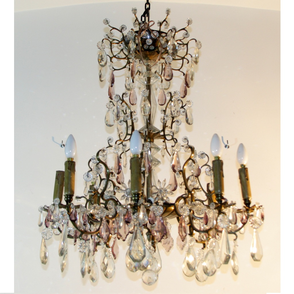  BRONZE AND CRYSTAL EIGHT LIGHTS CHANDELIER