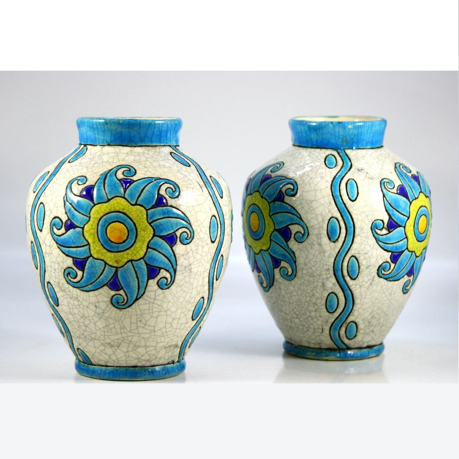 Pair of  Art Deco Charles Catteau - Boch Freres Ceramic Vases  