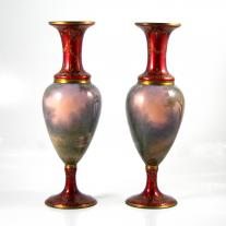 Pair of  Limoges Enamel Vases