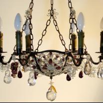 IRON AND CRYSTAL SIX LIGHTS CHANDELIER