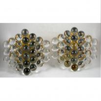  FONTANA ART-STYLE PAIR OF GLASS AND BRONZE SCONCES
