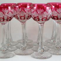Val St Lambert Cut Crystal Set of 12 Red Goblets