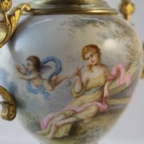 Sevres-Style Pair of Porcelain Vases with Champleve Enamel