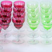 Set of Bohemian Crystal Goblets in Two Colours (25 pcs)