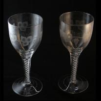 Pair of Oversized Bohemian Crystal Goblets