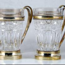 Austrian Silver-Mounted Cut-Crystal Set of 8 glasses