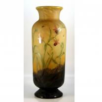 Daum Nancy Orchid Cameo Glass Vase
