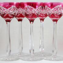 French Cut Crystal Set of 5 Wine Goblets